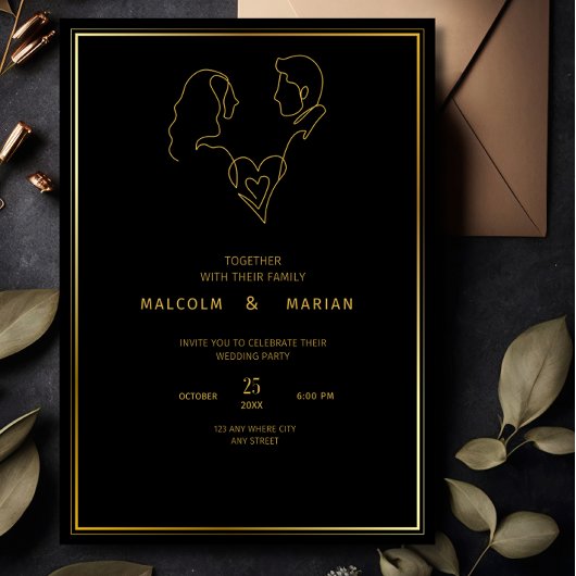 Minimalistische Hochzeitseinladung Black Elegant W Einladung