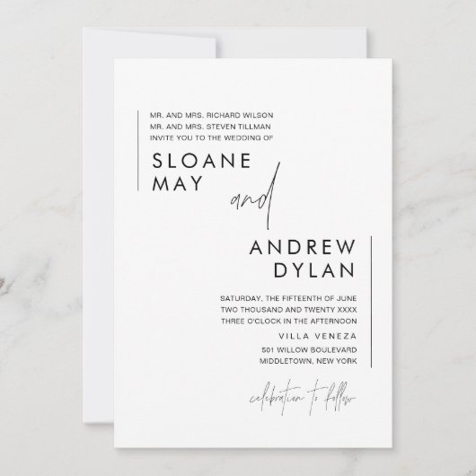 Minimalistische Hochzeitseinladung Einladung (Vorderseite)