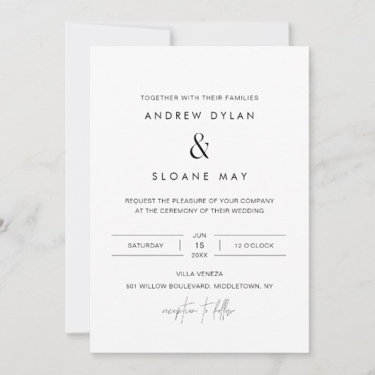 Minimalistische Hochzeitseinladung Einladung (Vorderseite)