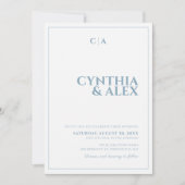 Minimalistische Hochzeitseinladung in Dusty Blau u Einladung (Vorderseite)