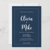 Minimalistische Hochzeitseinladung in Navy Blue El Einladung (Vorderseite)