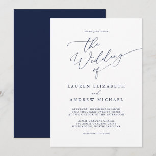 Minimalistische Hochzeitseinladung in Navy Einladung