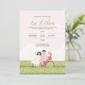 Minimalistische Hochzeitseinladung in Rosa Einladung (Stehend Vorderseite)