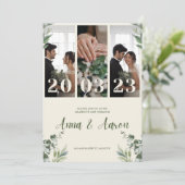 Minimalistische Hochzeitseinladung in Rosa und Grü Einladung (Stehend Vorderseite)