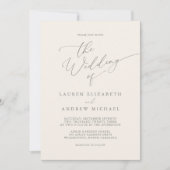 Minimalistische Hochzeitseinladung in Silver Gray  Einladung (Vorderseite)