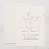 Minimalistische Hochzeitseinladung in Silver Gray  Einladung (Vorne/Hinten)