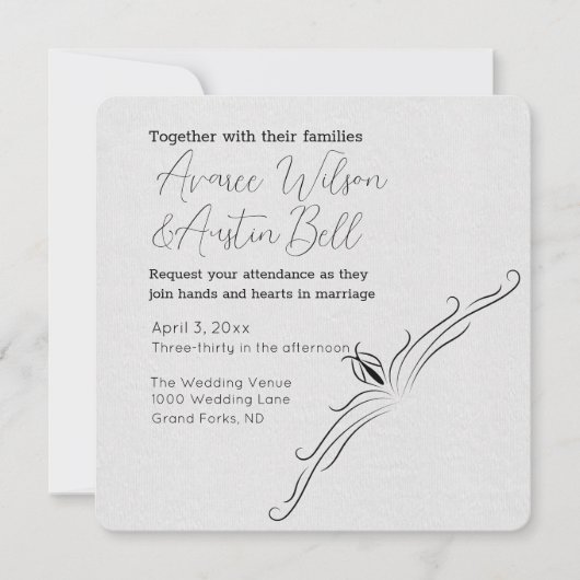 Minimalistische Hochzeitseinladung in Weiß und Sch Einladung (Vorderseite)