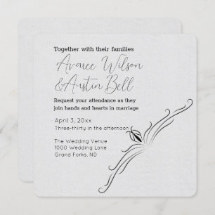 Minimalistische Hochzeitseinladung in Weiß und Sch Einladung