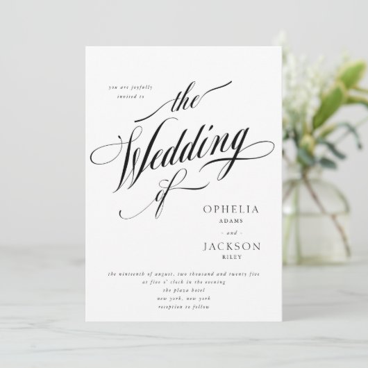 Minimalistische Hochzeitseinladung - Klassische Ho Einladung (Stehend Vorderseite)