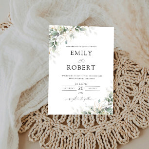 Minimalistische Hochzeitseinladung mit Grünpflanze Einladung