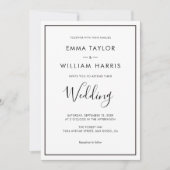 Minimalistische Hochzeitseinladung Schwarz/Weiß 01 Einladung (Vorderseite)