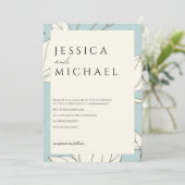 Minimalistische Hochzeitseinladung von Blauer Flor Einladung (Stehend Vorderseite)