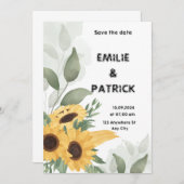 Minimalistische Hochzeitseinladung von grün-gelb-f Einladung (Vorne/Hinten)