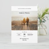 Minimalistische Hochzeitseinladung von Weiß und Br Einladung (Stehend Vorderseite)