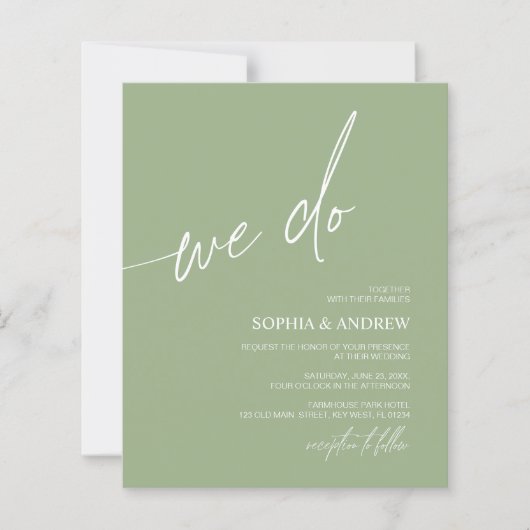 Minimalistische Hochzeitseinladung zur Budgethilfe (Vorderseite)