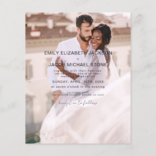 Minimalistische Hochzeitseinladung zur Budgethilfe Flyer (Hinten)