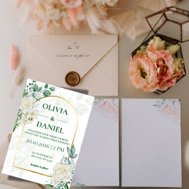 Minimalistische Hochzeitseinladungskarte mit Grünp Einladung