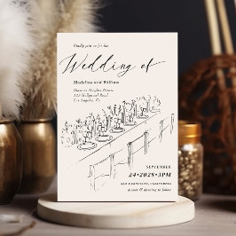 Minimalistische Hochzeitseinstellung auf der Hand Einladung