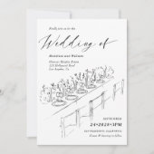 Minimalistische Hochzeitseinstellung auf der Hand Einladung (Vorderseite)