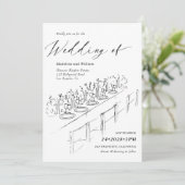 Minimalistische Hochzeitseinstellung auf der Hand Einladung (Stehend Vorderseite)