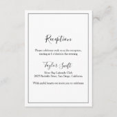 Minimalistische Hochzeitsempfangskarte Begleitkarte (Vorderseite)