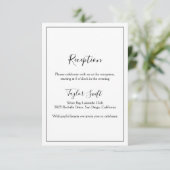 Minimalistische Hochzeitsempfangskarte Begleitkarte (Stehend Vorderseite)