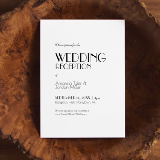 Minimalistische Hochzeitsempfehlung im Art Deco Einladung