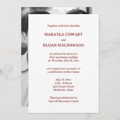 Minimalistische Hochzeitsempfehlung in Rot und Wei Einladung (Vorne/Hinten)