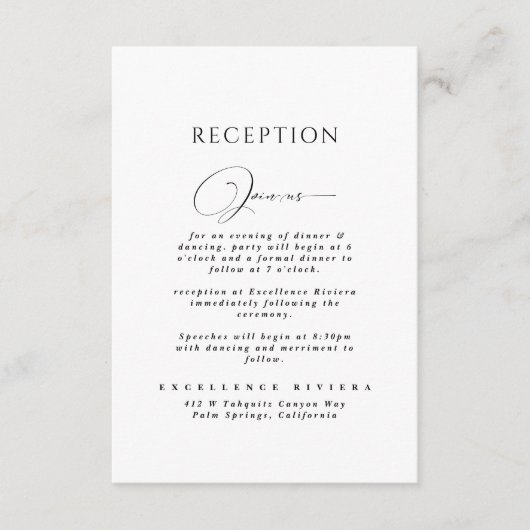 Minimalistische Hochzeitsempfehlung in Schwarz/Wei Begleitkarte (Vorderseite)