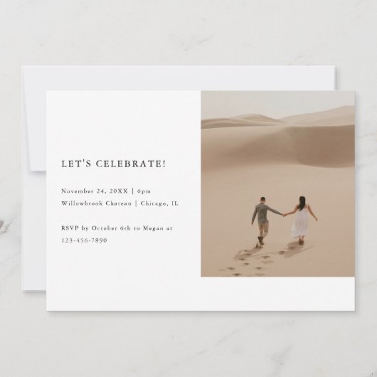 Minimalistische Hochzeitsempfehlung mit 2 Fotos Einladung (Rückseite)