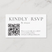 Minimalistische Hochzeitserie RSVP online mit QR-C Begleitkarte (Vorderseite)
