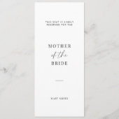 Minimalistische Hochzeitsfamilie reserviert Sitzun (Rückseite)