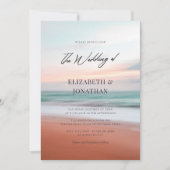 Minimalistische Hochzeitsfeier am Strand mit Foto Einladung (Vorderseite)