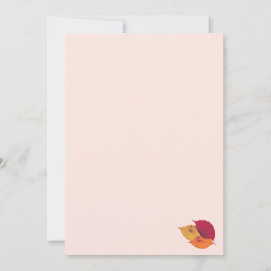 Minimalistische Hochzeitsfeier im Herbst Einladung (Rückseite)