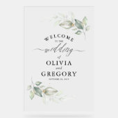 Minimalistische Hochzeitsfeier in sanften Grünanla Acrylschild (Vorderseite)