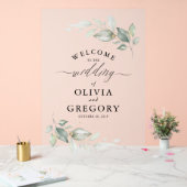 Minimalistische Hochzeitsfeier in sanften Grünanla Acrylschild (Hochzeit)