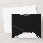 Minimalistische Hochzeitsfeier in Schwarz und Weiß All In One Einladung (Rückseite)