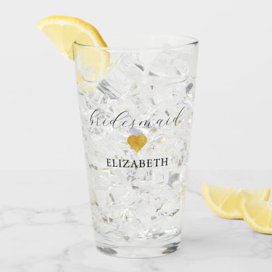 Minimalistische Hochzeitsfeier mit Gold Heart Glas (Vorderseite Ice)