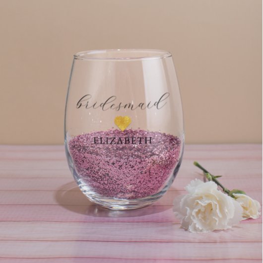 Minimalistische Hochzeitsfeier mit Gold Heart Weinglas Ohne Stiel