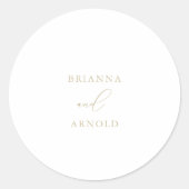 Minimalistische Hochzeitsfeiern mit Gold-Klasse Runder Aufkleber (Vorderseite)