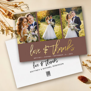 Minimalistische Hochzeitsfoto-Collage Boho Dankesc Folieneinladung