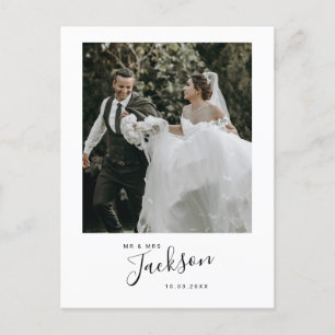 Minimalistische Hochzeitsfoto-Dankeskarten-Postkar Postkarte