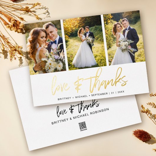 Minimalistische Hochzeitsfotocollage Vielen Dank Folieneinladung
