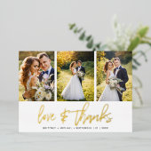 Minimalistische Hochzeitsfotocollage Vielen Dank Folieneinladung (Stehend vorne)