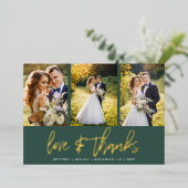 Minimalistische Hochzeitsfotografie Collage Green Folieneinladung (Stehend vorne)