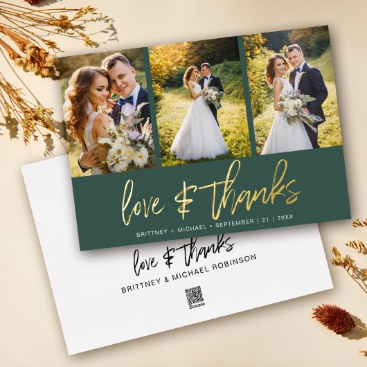Minimalistische Hochzeitsfotografie Collage Green Folieneinladung