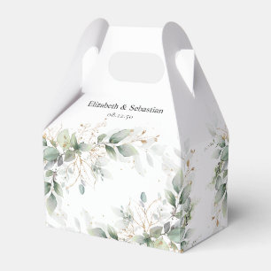 Minimalistische Hochzeitsgunst-Box mit Grünpflanze Geschenkschachtel