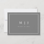 Minimalistische Hochzeitsinfo für Grau und Weiß RSVP Karte (Rückseite)