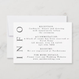 Minimalistische Hochzeitsinfo für Grau und Weiß RSVP Karte