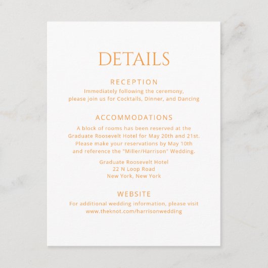 Minimalistische Hochzeitskarte Begleitkarte (Vorderseite)